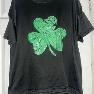 Black T-Shirt with Green Shamrock